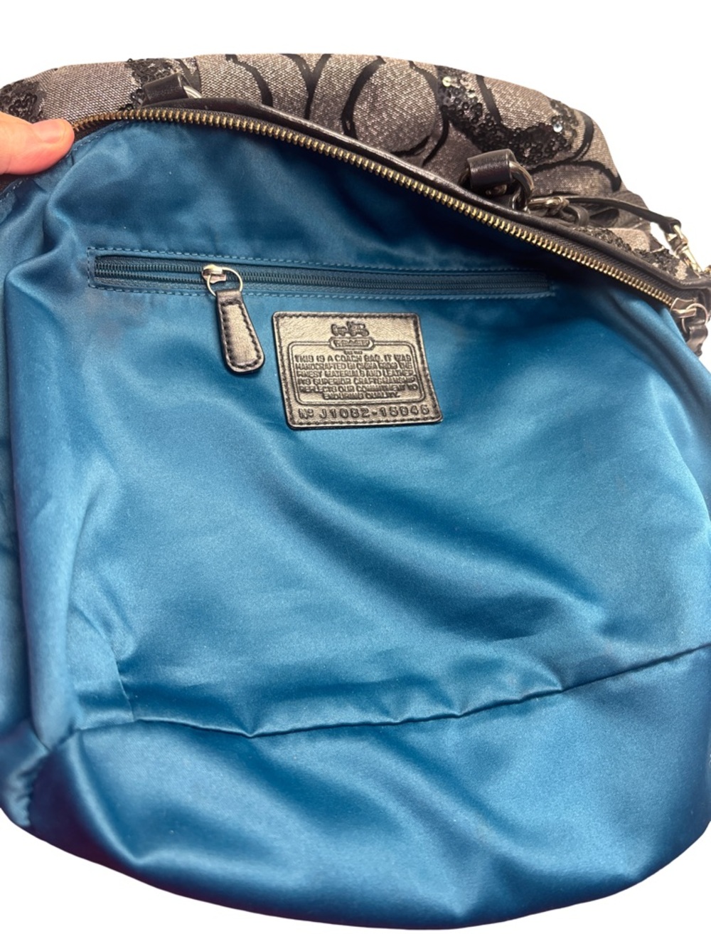 Coach Madison Sofia Lurex & Sequin Black/Gray Crossbody Satchel EUC! - Picture 9 of 10
